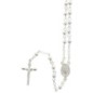 Chapelet en argent 925 °/°° (14,10 g) longueur jusqu'au cœur 31 cm grains ronds Ø 3 mm croix avec Christ. Livré en boite.